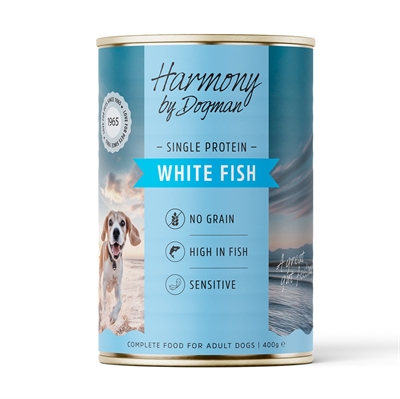 Harmony By Dogman Våtfoder för hund Singleprotein Vit fisk 400 g